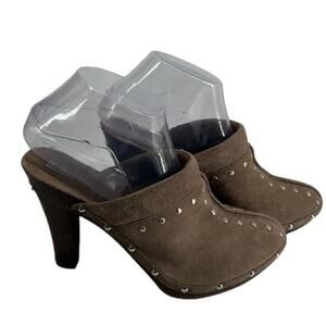 Michael Kors mushroom gray suede studded clogs slip on clogs wooden heel y2k 7.5